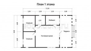 Дом из сухого бруса Д-203, 8х12,5 м.