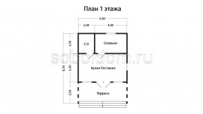 Каркасный дом К-206, 6х8,5 м.