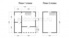 Баня из сухого бруса Б-19, 6x6 м.