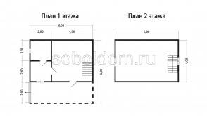 Баня из бруса Б-20, 6x4 м.