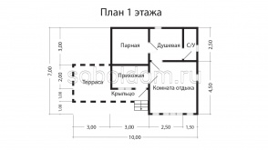 Баня из бруса Б-65, 7х10 м.