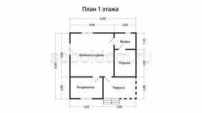 Баня из сухого бруса Б-22, 6x6 м.