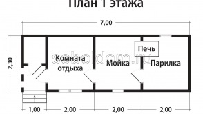 Мобильная баня Б-5, 2,3х7 м.