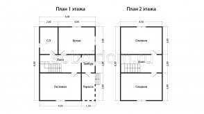 Каркасный дом К-13, 6х8 м.