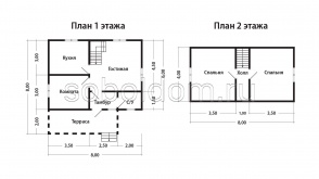 Каркасный дом К-215, 6х8 м.