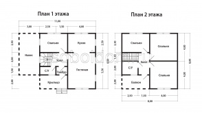 Дом из бруса Д-217, 8х8 м.