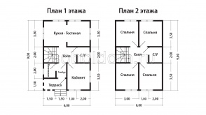 Дом из сухого бруса Д-219, 6х9 м.