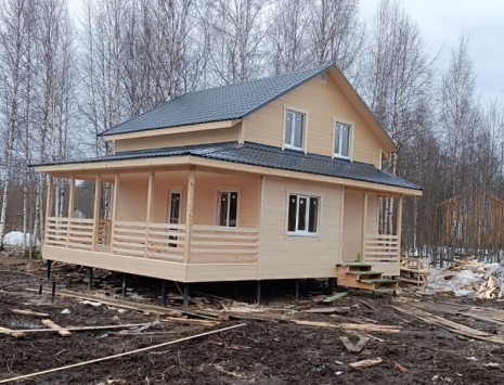 Фото готовых работ - Каркасный дом 7х8 м + терраса 2,5х8 м.