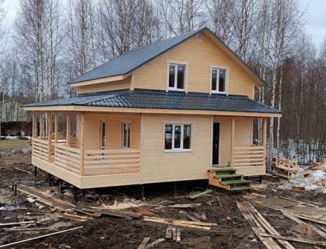 Фото готовых работ - Каркасный дом 7х8 м + терраса 2,5х8 м.