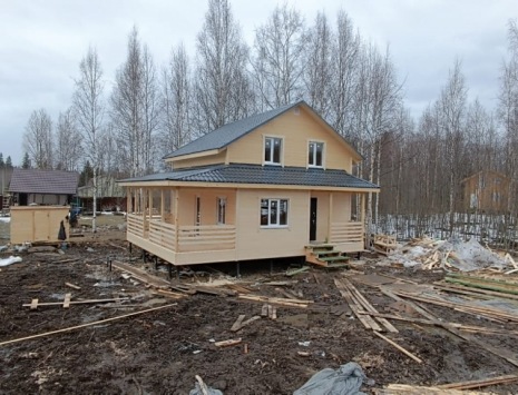 Фото готовых работ - Каркасный дом 7х8 м + терраса 2,5х8 м.