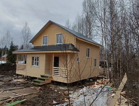 Фото готовых работ - Каркасный дом 7х8 м + терраса 2,5х8 м.