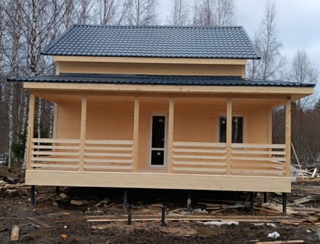 Фото готовых работ - Каркасный дом 7х8 м + терраса 2,5х8 м.
