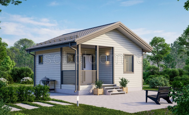 Каркасная баня К-45, 6x6 м.