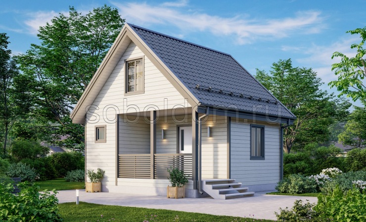 Баня из сухого бруса Б-19, 6x6 м.