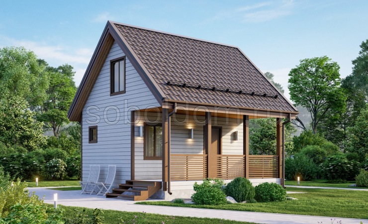 Баня из сухого бруса Б-20, 6x4 м.