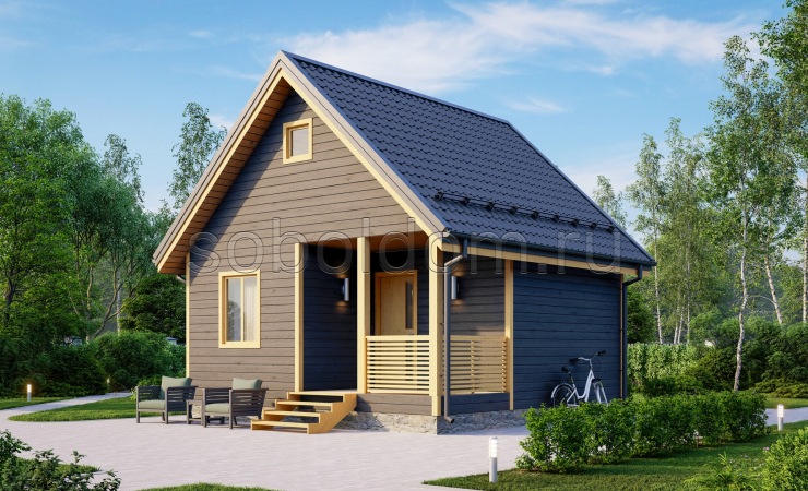 Каркасная баня К-22, 6x6 м.