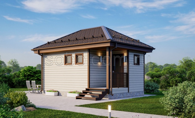 Баня из сухого бруса Б-24, 6x4 м.