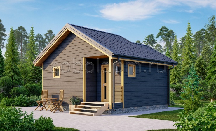 Каркасная баня К-26, 6x6 м.