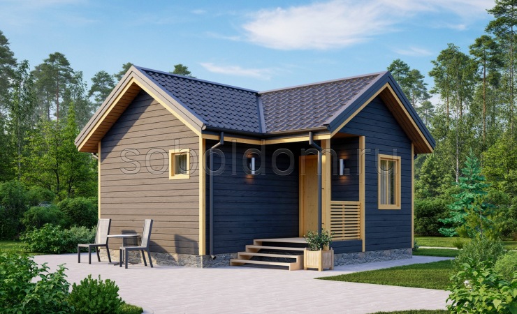 Каркасная баня К-08, 6x6 м.